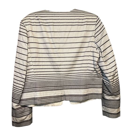 Talbots Embroidered Blazer Brown & Cream Size 16 Striped - Picture 2 of 9